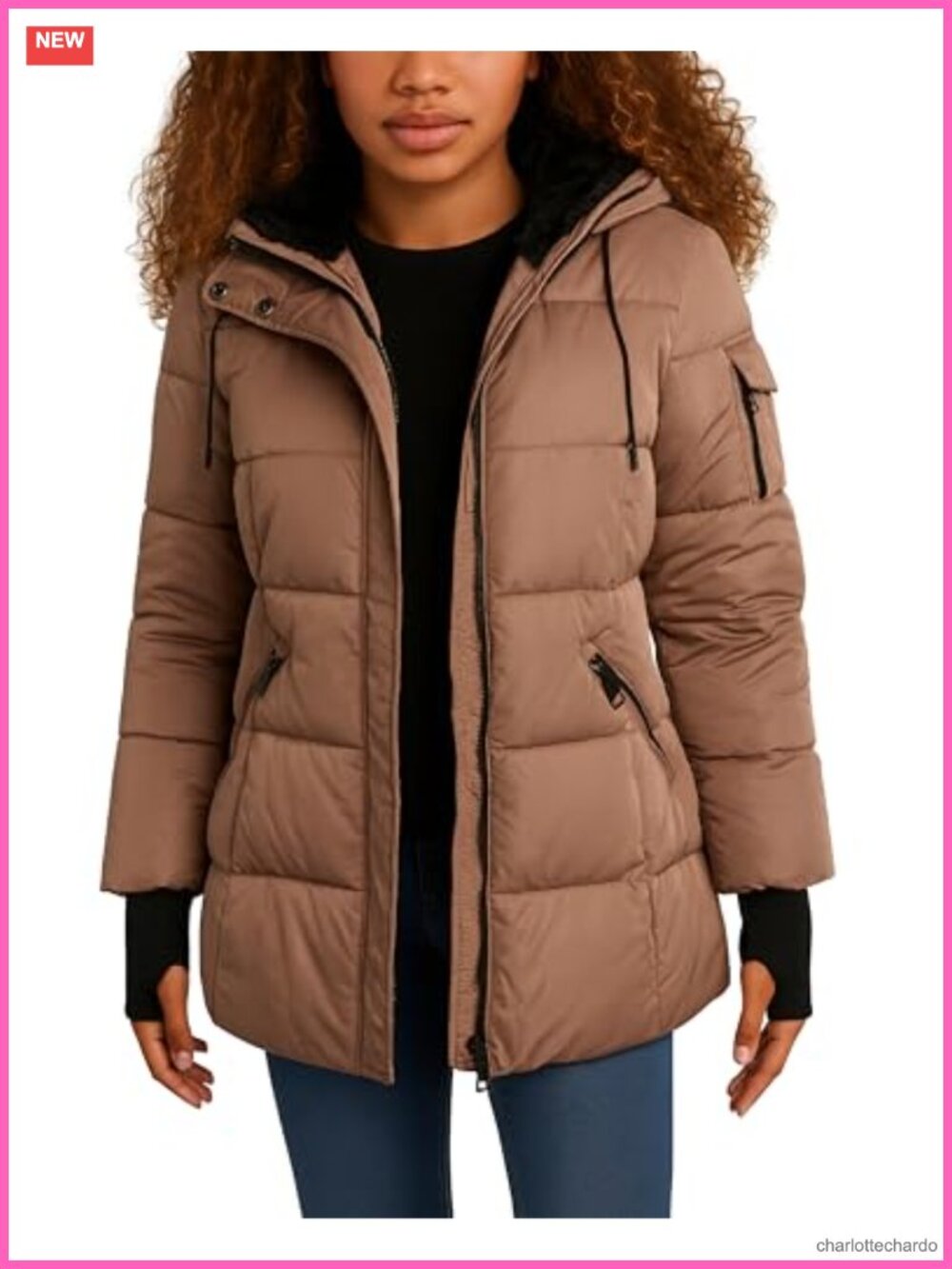 Steve Madden Long Puffer Jacket Faux Fur Lined Insulated Winter Coat